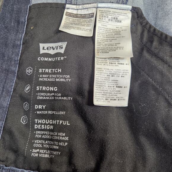 Levis Commuter Pro Denim Men's Trucker Jacket Indigo Blue Men’s XL Vented Hooded - Picture 14 of 16
